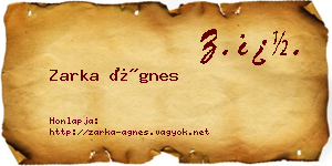 Zarka Ágnes névjegykártya